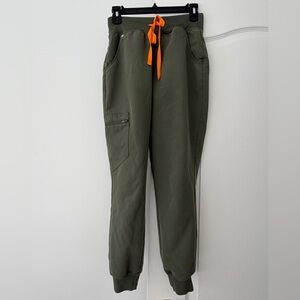 Figs Moss Cargo Joggers with Orange Drawstring